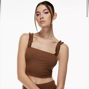 White Aritzia Cropped Firecracker Tank